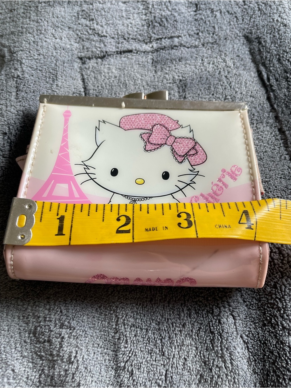 Hello Charmmy Kitty Sanrio 
Pink and White Girls' Coin Purse with Paris Motif - Picture 7 of 9